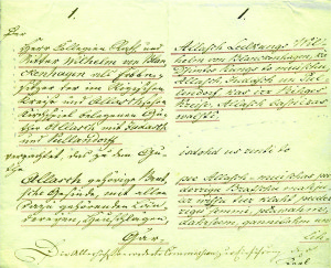 4)Allažu muižas īpašnieka Vilhelma fon Blankenhāgena nomas līgums ar pie šīs muižas piederīgo “Braču” māju saimnieku Anču Kalniņu. 1825. Latvijas universitātes Akadēmiskā bibliotēka 