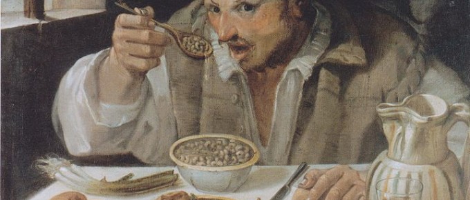 Vīrietis ar karoti rokā – pupiņu ēdājs. Anibale Karači, 1580-1590
