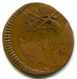 Quattrino of Benedict XIV, obverse. Collection of the Turaida Museum Reserve 