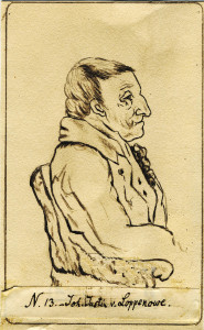 Justina fon Lopenoves portreta attēls no albuma „Rigasche Proepositur”, 19. gadsimta pirmā puse, autors nezināms. LVVA