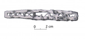 Turaidas pilī atrastais dzelzs ciezens – 1984. gada zīmējums no TMR krājuma