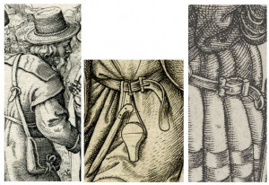 Somu un tērpu siksnu sprādzes – fragmenti no 16. gs. vācu gravīrām