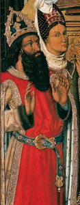 Karaļa josta ar grezniem apkalumiem. Fragments no gleznas “Princese Eudinija apmeklē Sv. Stefana kapu”, 1495.–1500. g. (oriģināls Katalonijas Nacionālajā muzejā) 