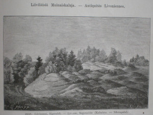 Lībiešu uzkalniņkapi Siguldas Saksukalnā. Pēc J.R. Aspelin, 1880